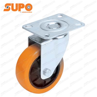 ล้อยูรีเทนไฮเทค PUo แบบกระทะพลาสติก รุ่นรับน้ำหนักเบา-ปานกลาง Series 03 ล้อเป็น 100 มม.