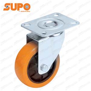 ล้อยูรีเทนไฮเทค PUo แบบกระทะพลาสติก รุ่นรับน้ำหนักเบา-ปานกลาง Series 03 ล้อเป็น 100 มม.