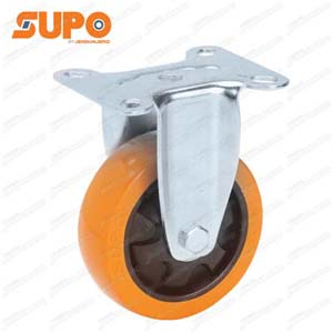 ล้อยูรีเทนไฮเทค PUo แบบกระทะพลาสติก รุ่นรับน้ำหนักเบา-ปานกลาง Series 03 ล้อตาย 125 มม.